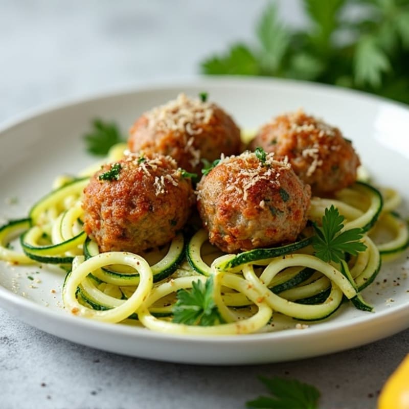 Herb-Crusted Lean Turkey Meatballs with Zucchini Noodles