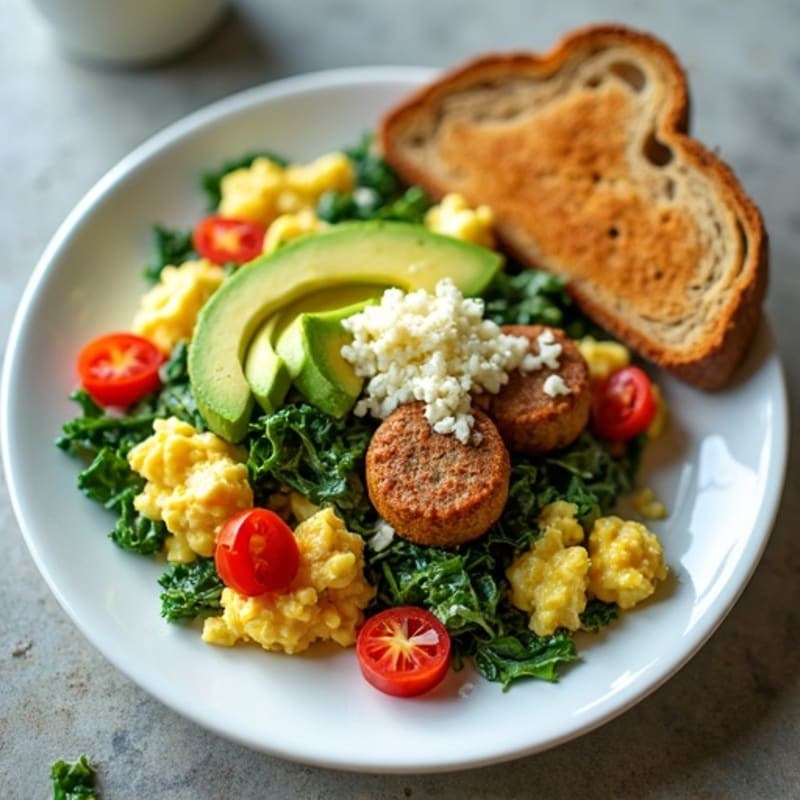 Crispy Turkey Sausage and Egg White Scramble with Spinach