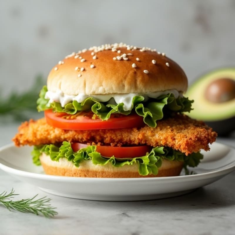 Crispy Air-Fried Chicken Sandwich with Honey Dill Sauce