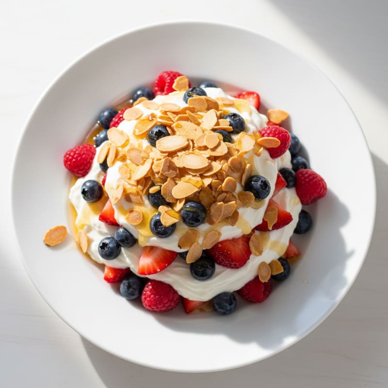 Greek Yogurt Parfait with Mixed Berries and Toasted Almonds