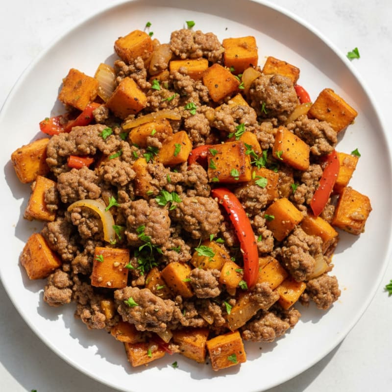 Ground Beef and Sweet Potato Skillet