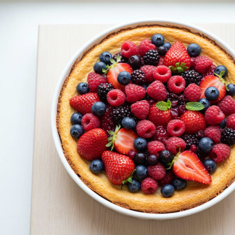 Creamy Greek Yogurt Protein Cheesecake with Fresh Berries