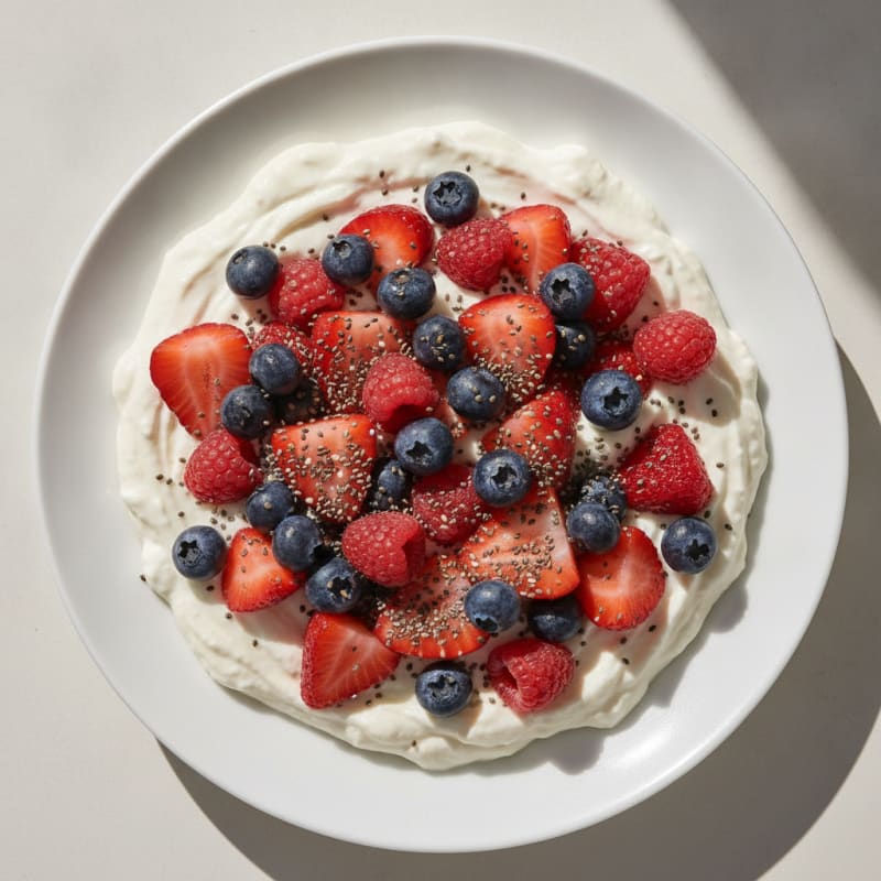 Silky Greek Yogurt Protein Pudding with Mixed Berries