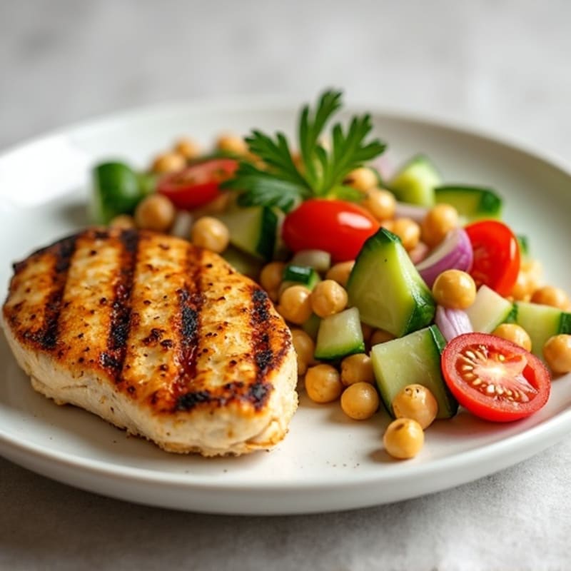 Grilled Chicken Breast with Crunchy Chickpea Salad