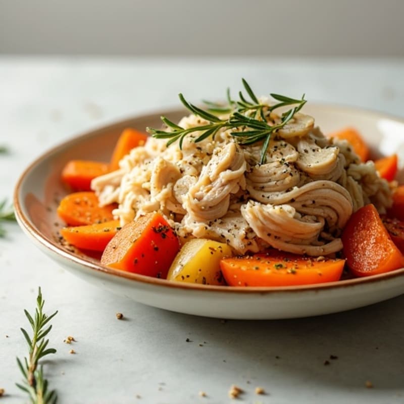 Herb Shredded Chicken with Roasted Root Vegetables