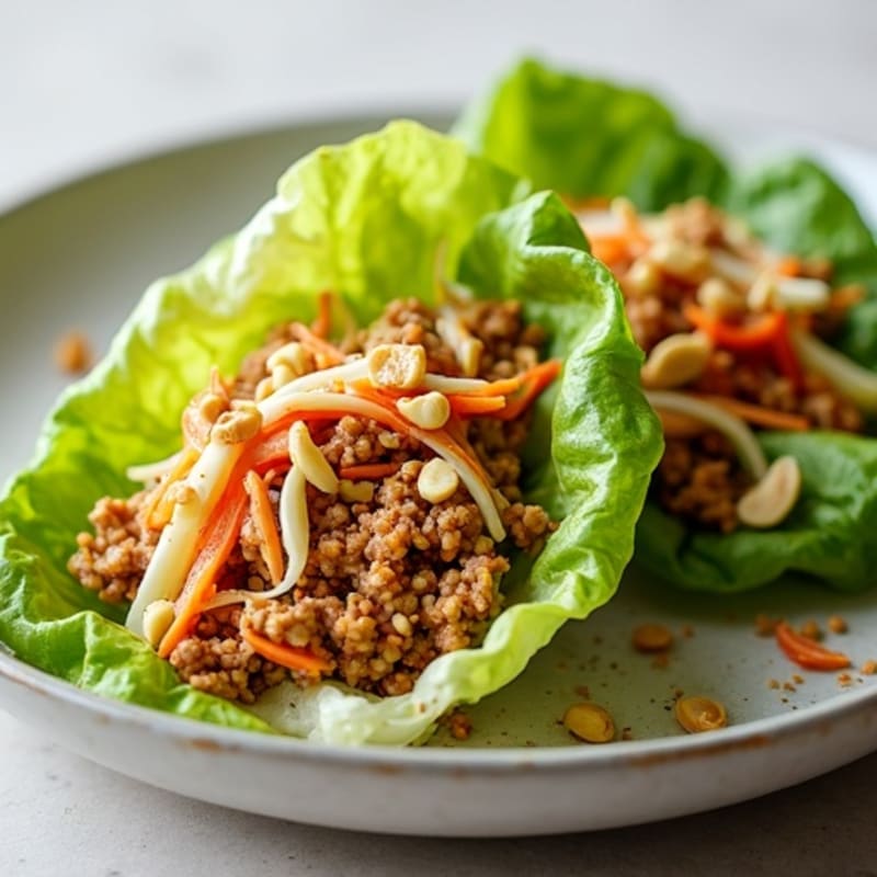 Savory Ground Turkey Lettuce Wraps with Crunchy Peanut Slaw
