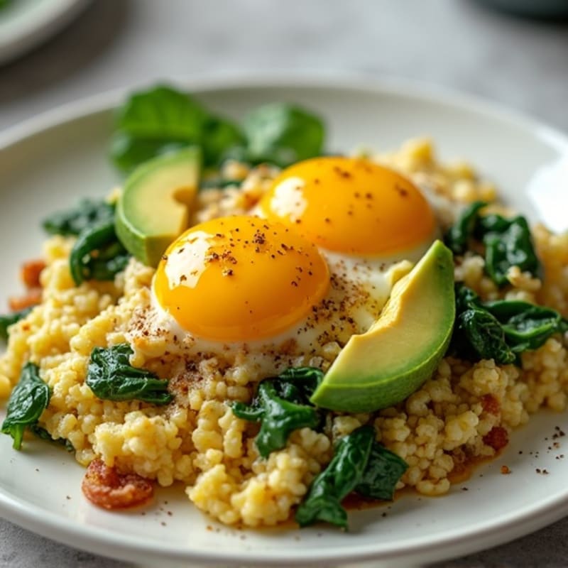 Minced Chicken and Spinach Egg Scramble