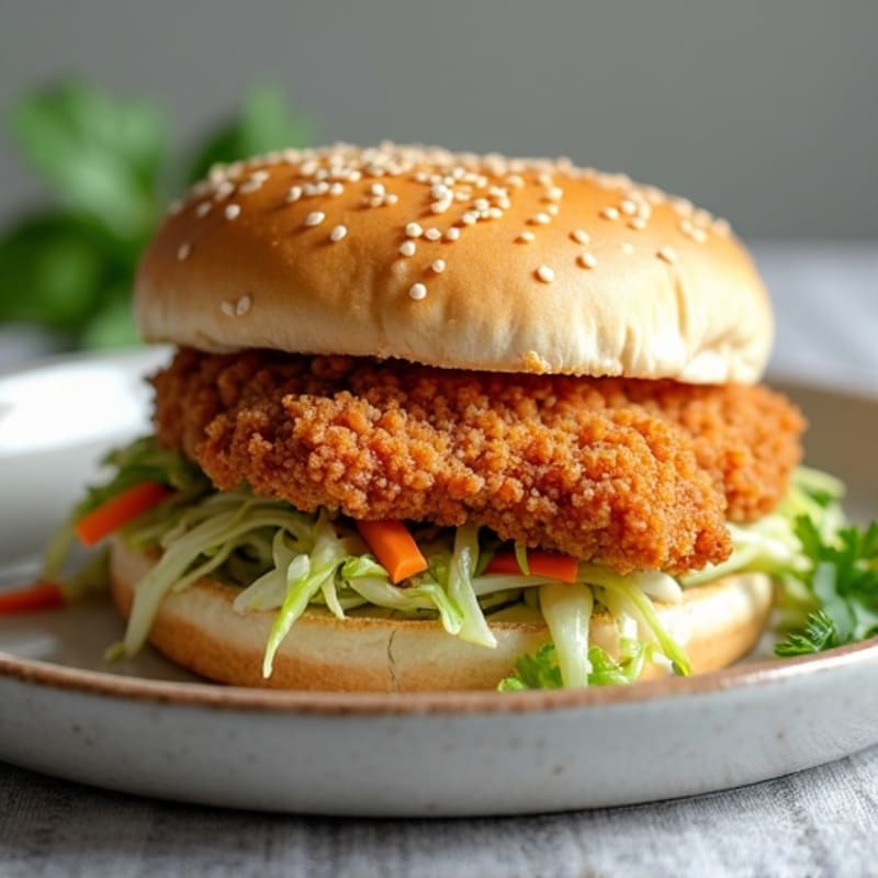 Crispy Air-Fried Chicken Sandwich with Herb Slaw