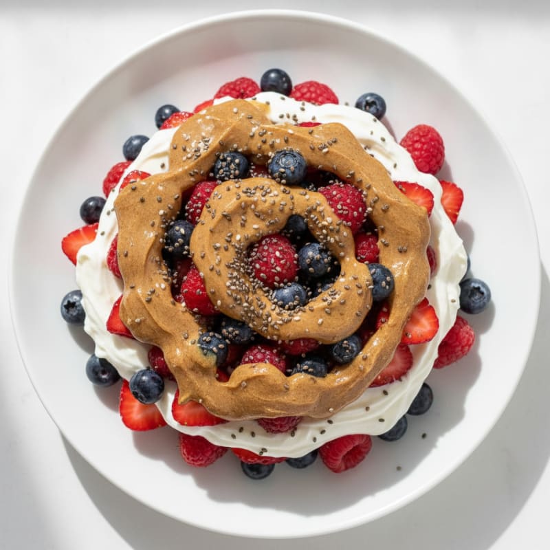 Creamy Greek Yogurt Parfait with Mixed Berries and Almond Butter