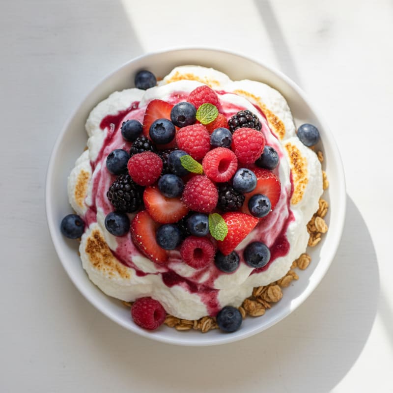 Silky Protein Yogurt Mousse with Mixed Berries