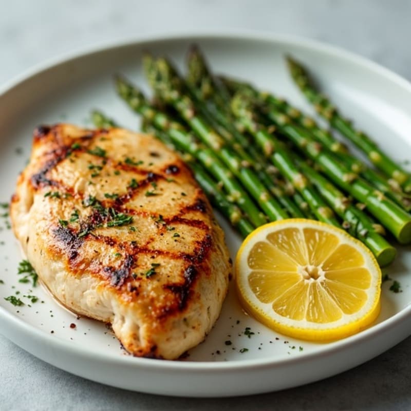 Tender Lemon Herb Grilled Chicken with Roasted Asparagus