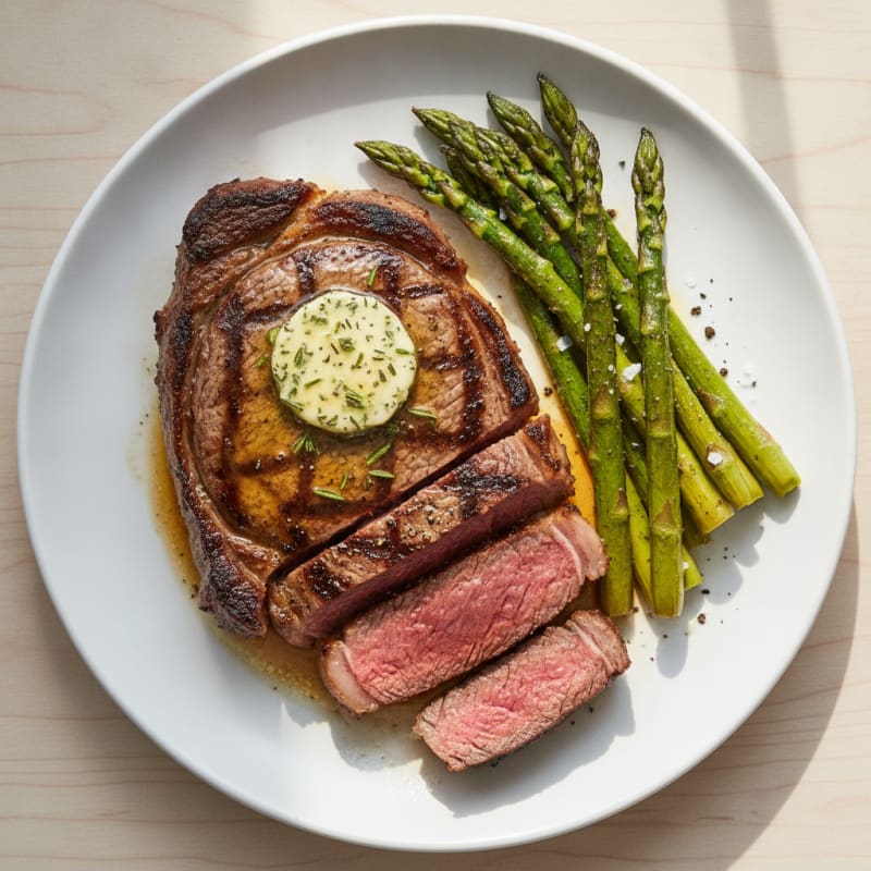 Pan-Seared Ribeye with Garlic Herb Butter