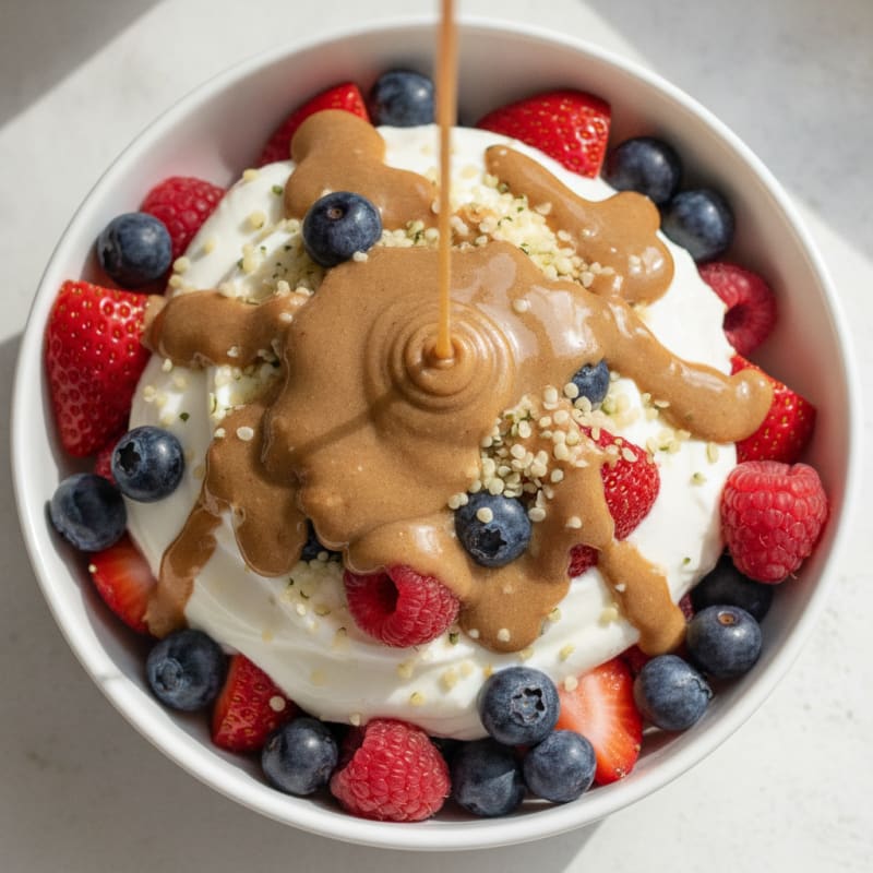 Creamy Greek Yogurt Parfait with Mixed Berries and Almond Butter