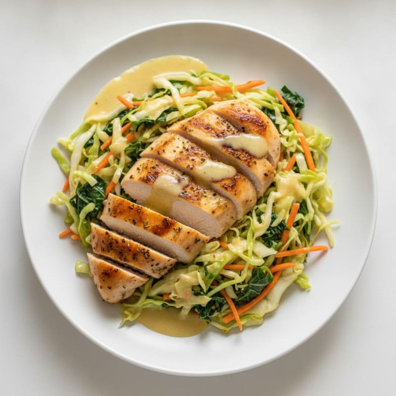 Grilled Chicken Breast with Crunchy Cabbage Slaw