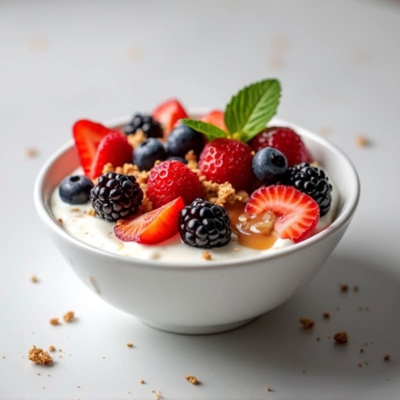 High-Protein Greek Yogurt Bowl with Mixed Berries and Almond Butter