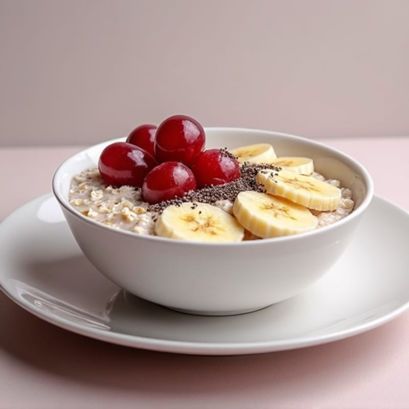 Creamy Overnight Oats with Banana, Grapes, and Chia