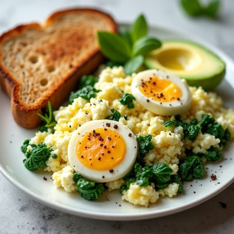 Egg White and Spinach Scramble with Cottage Cheese