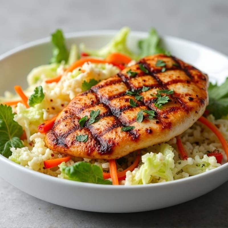 Grilled Chicken Breast with Crunchy Cabbage Slaw