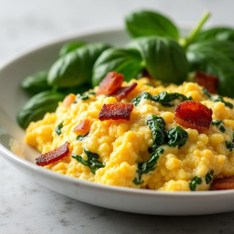 Cottage Cheese Scramble with Spinach and Turkey Bacon