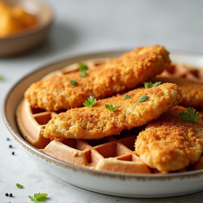 Healthy Crispy Baked Chicken with Whole Grain Waffles