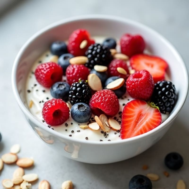 Greek Yogurt Bowl with Mixed Berries and Chia Seeds