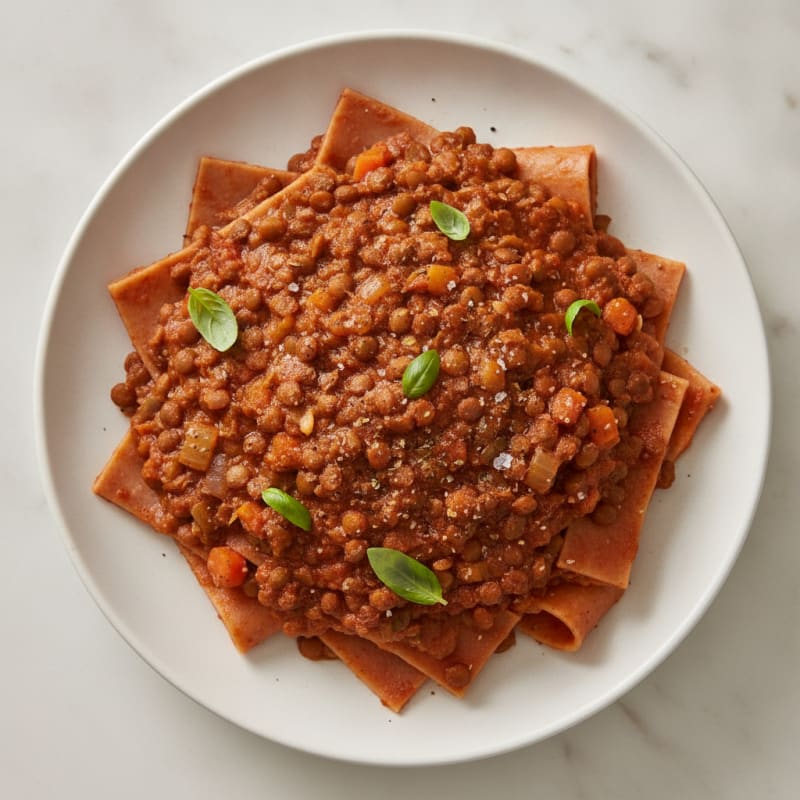 Hearty Lentil Bolognese with Pappardelle
