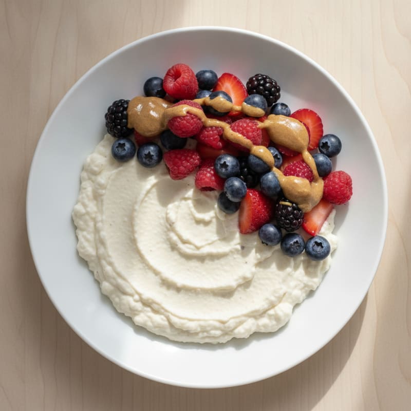 Silky Greek Yogurt Protein Pudding with Mixed Berries