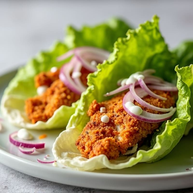 Crispy Buffalo Ranch Chicken Lettuce Wraps