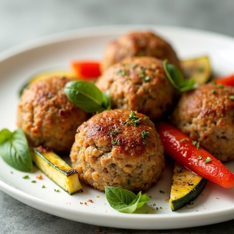 Herb-Seasoned Turkey Meatballs with Roasted Vegetables
