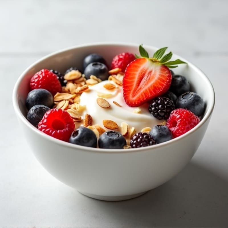 Creamy Greek Yogurt Bowl with Fresh Berries and Crunchy Almonds