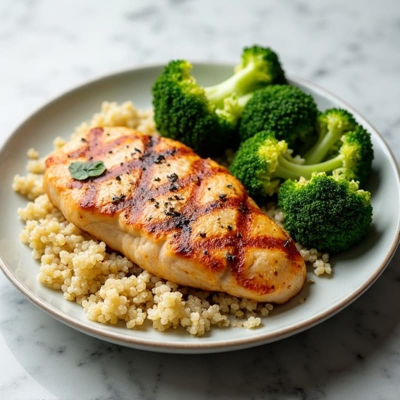 Grilled Chicken Breast with Quinoa and Steamed Broccoli
