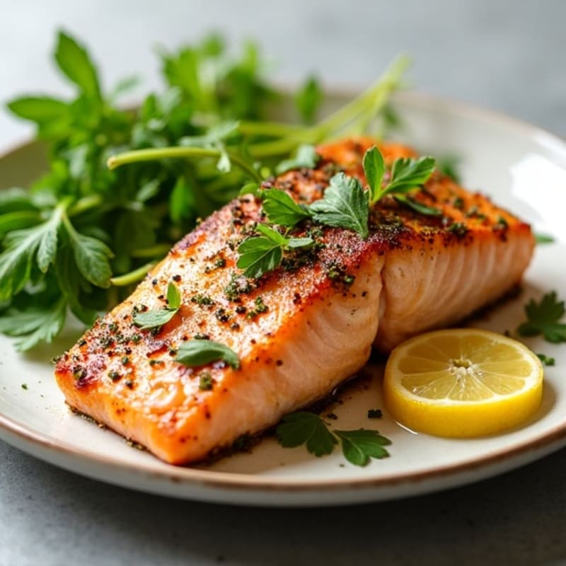 Herb-Crusted Pan Seared Salmon with Lemon