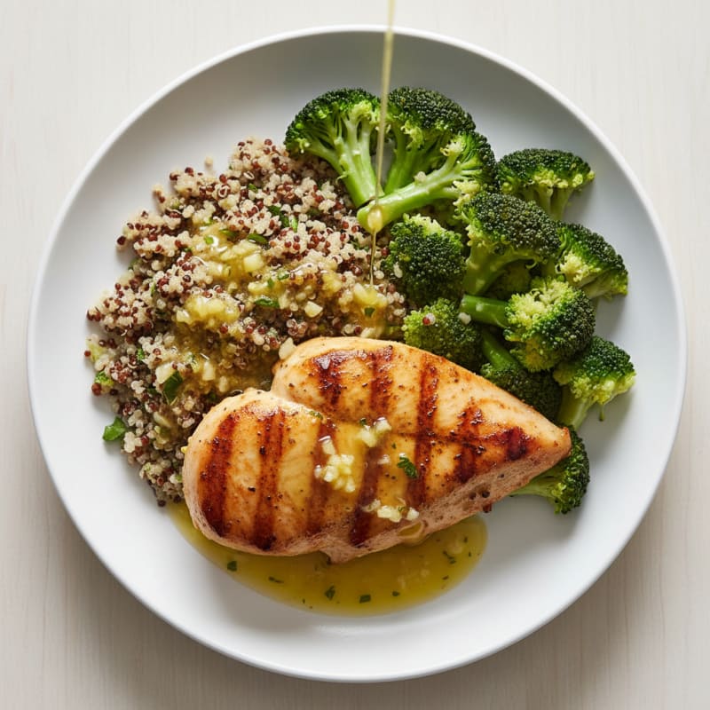 Grilled Chicken Breast with Quinoa and Steamed Broccoli