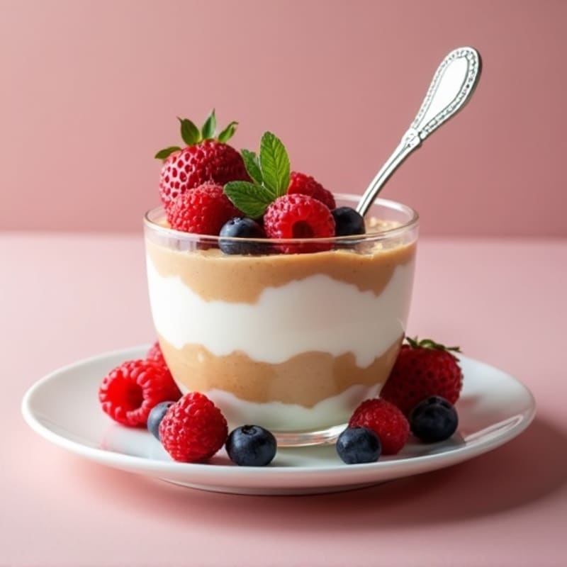 Greek Yogurt Peanut Butter Parfait with Mixed Berries