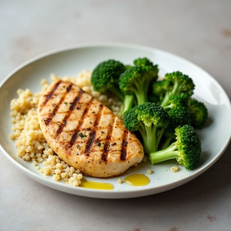 Grilled Chicken Breast with Quinoa and Steamed Broccoli