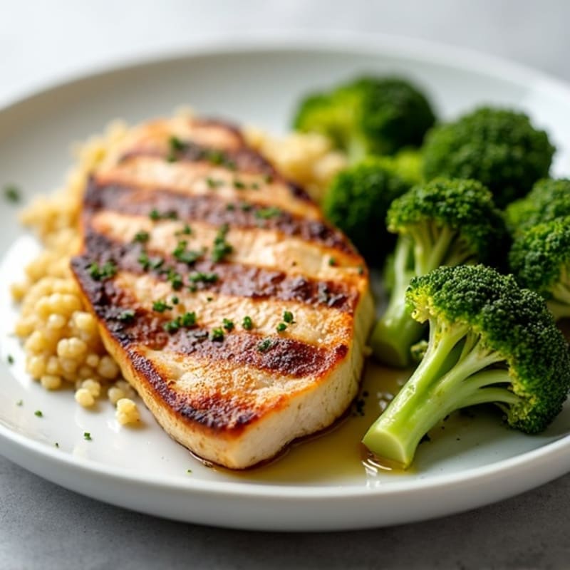 Grilled Turkey Breast with Roasted Broccoli and Quinoa
