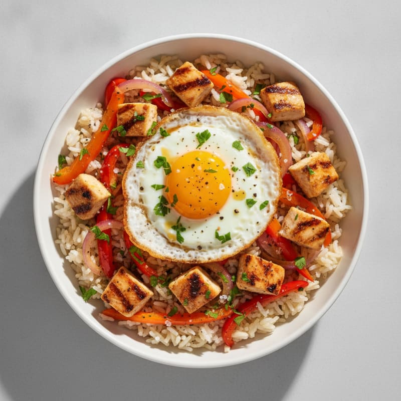 Grilled Chicken and Bell Pepper Rice Bowl