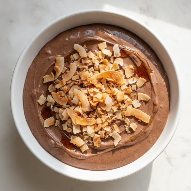 Silky Chocolate Protein Pudding with Toasted Coconut