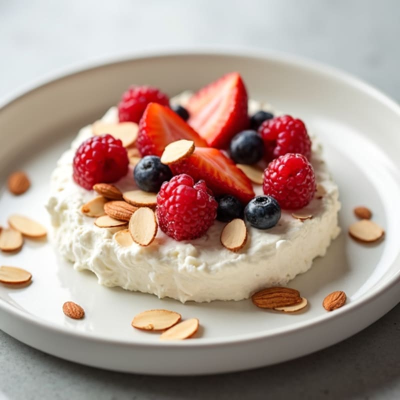 Cottage Cheese with Sliced Almonds and Fresh Berries