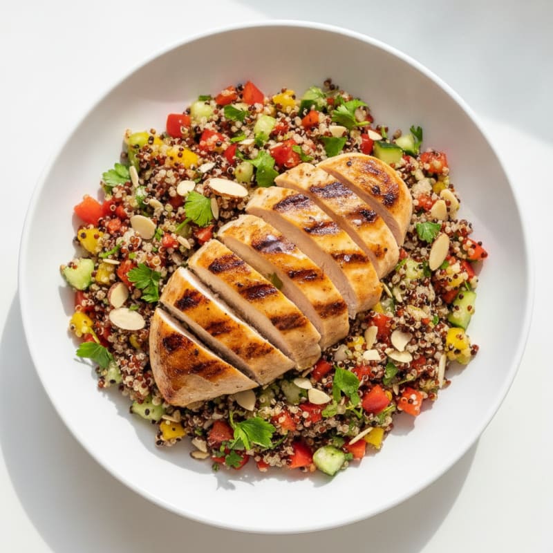 Grilled Chicken Breast with Crunchy Quinoa Salad