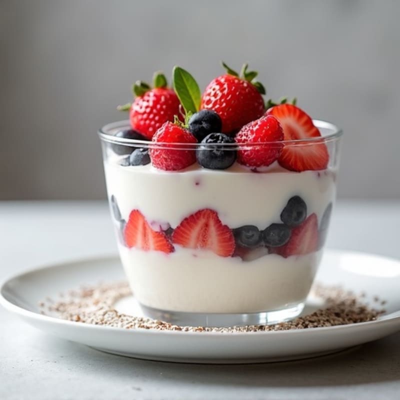 Greek Yogurt Protein Parfait with Chia Seeds and Mixed Berries