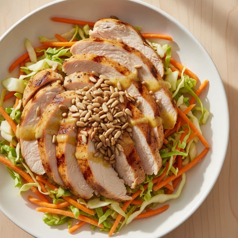 Grilled Turkey Breast Salad with Crunchy Cabbage and Lemon Vinaigrette