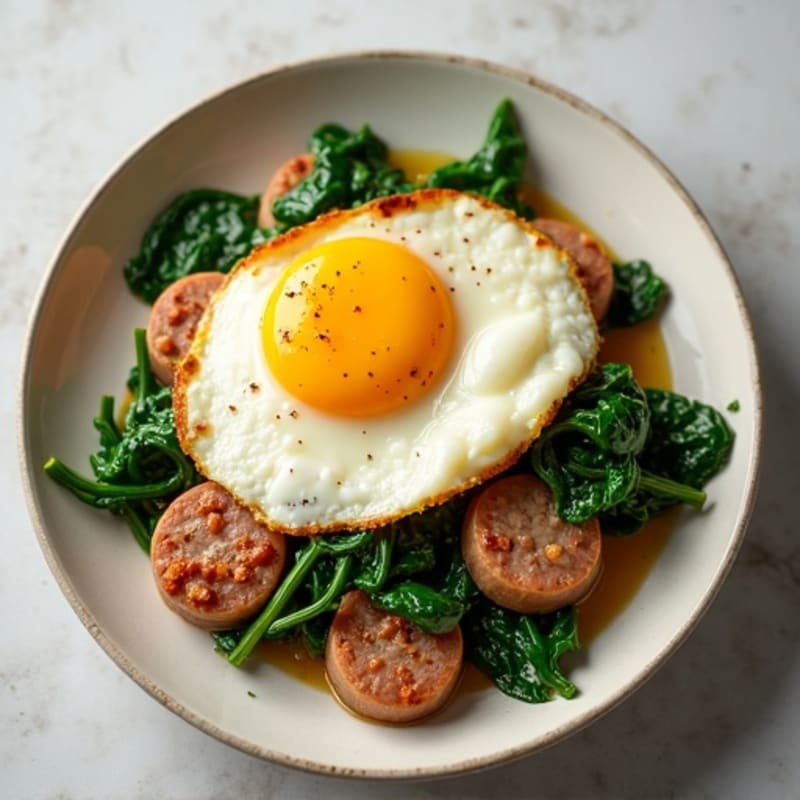 Egg White and Turkey Sausage Scramble with Spinach