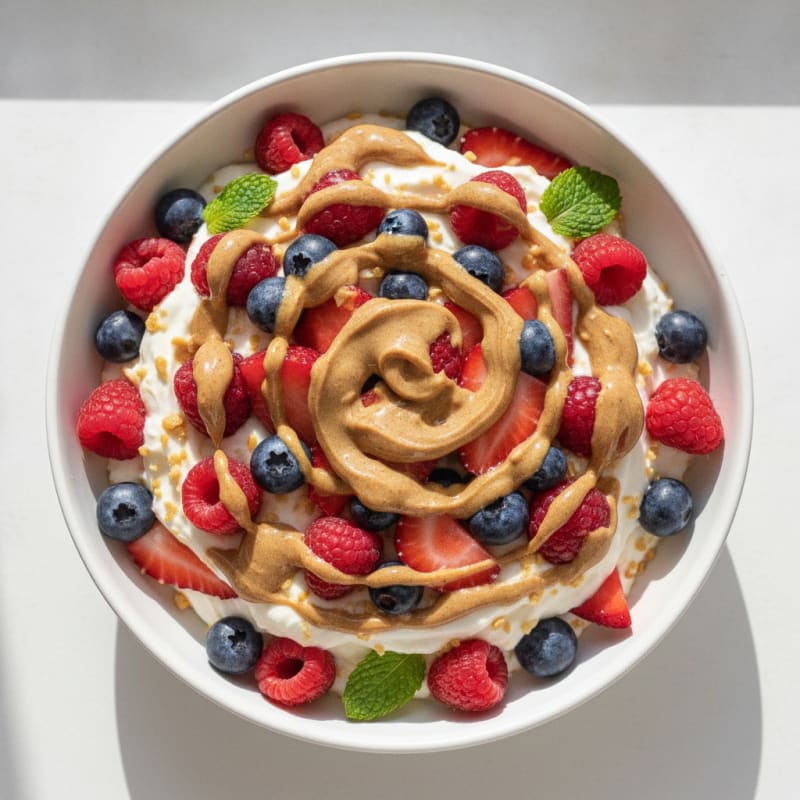 Silky Greek Yogurt Protein Mousse with Mixed Berries