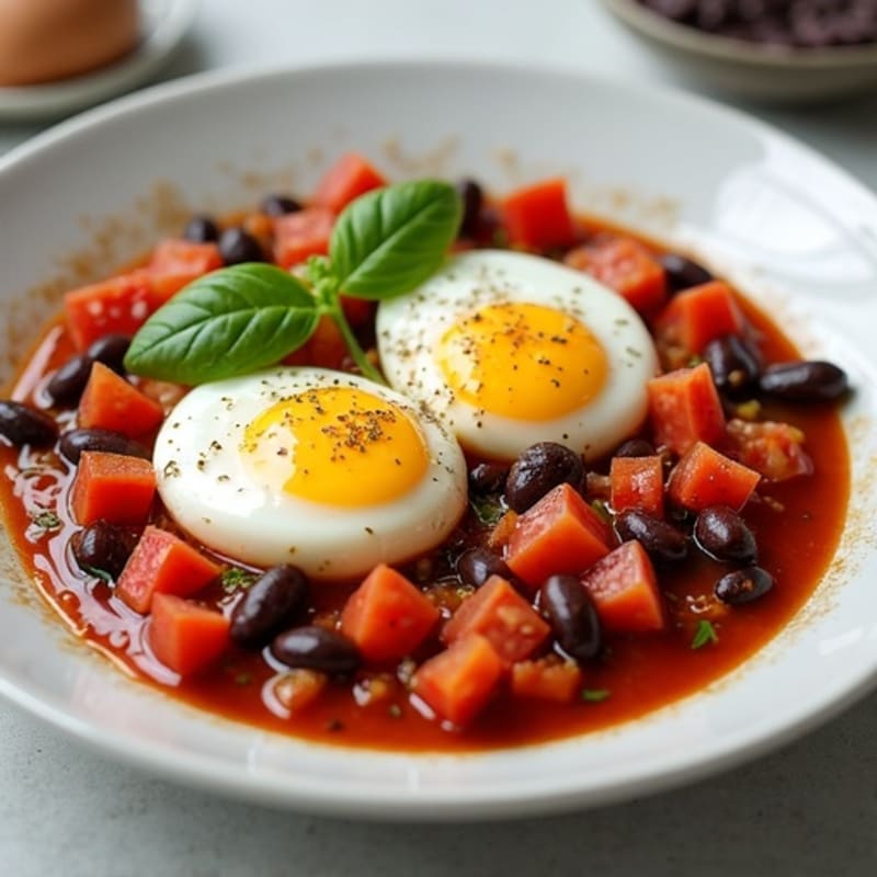 Eggs Poached in Fresh Tomato and Pepper Sauce