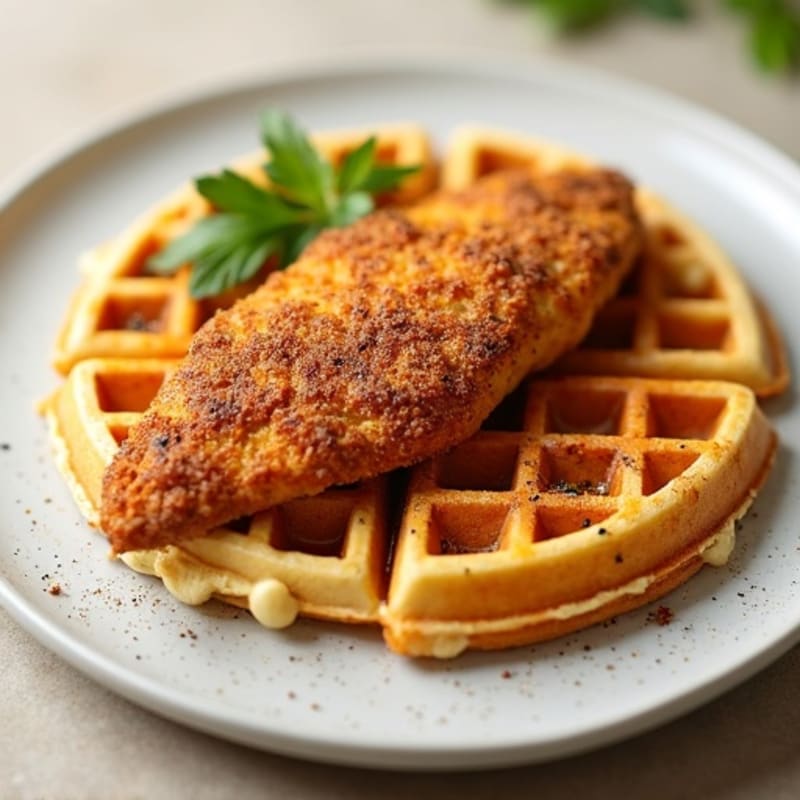 Crispy Baked Chicken with Golden Almond Flour Waffles