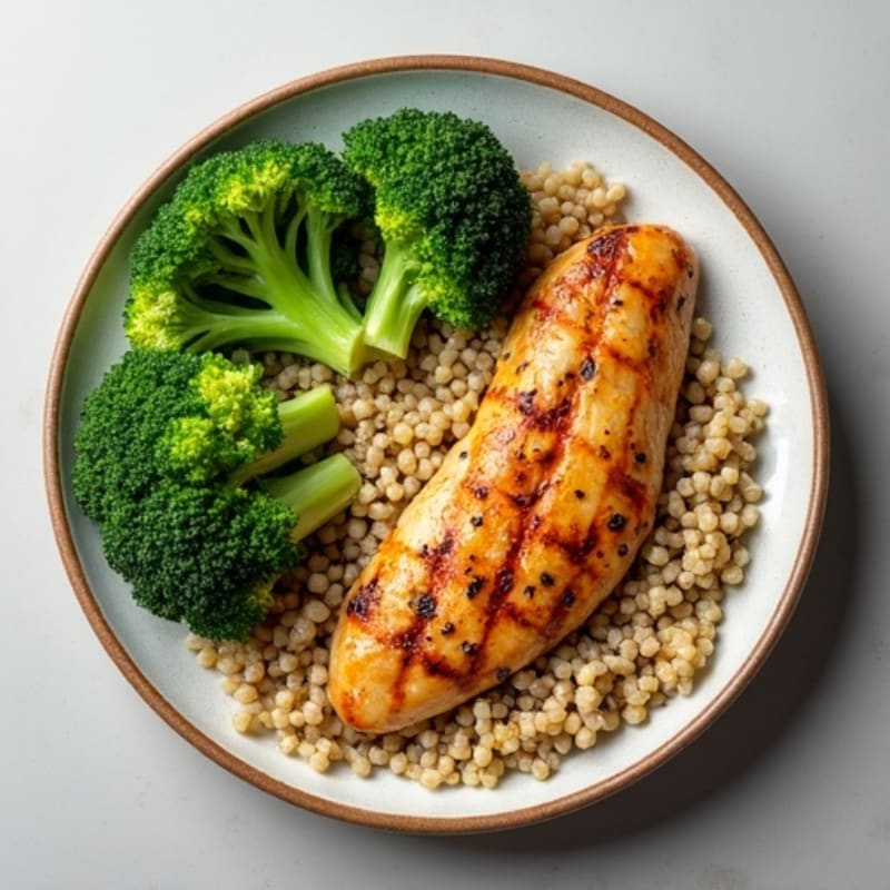 Grilled Chicken Breast with Quinoa and Steamed Broccoli