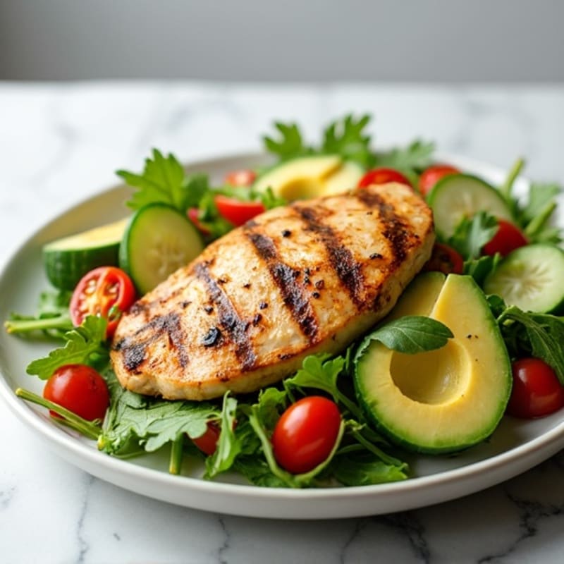 Grilled Chicken Breast Salad with Crunchy Vegetables