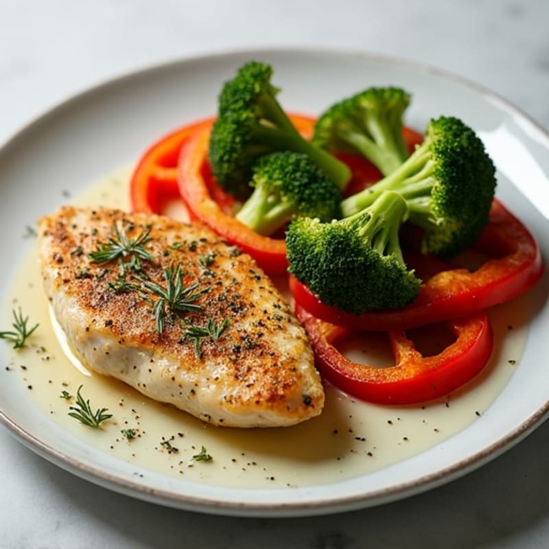 Herb-Crusted Pan Seared Chicken with Roasted Vegetables