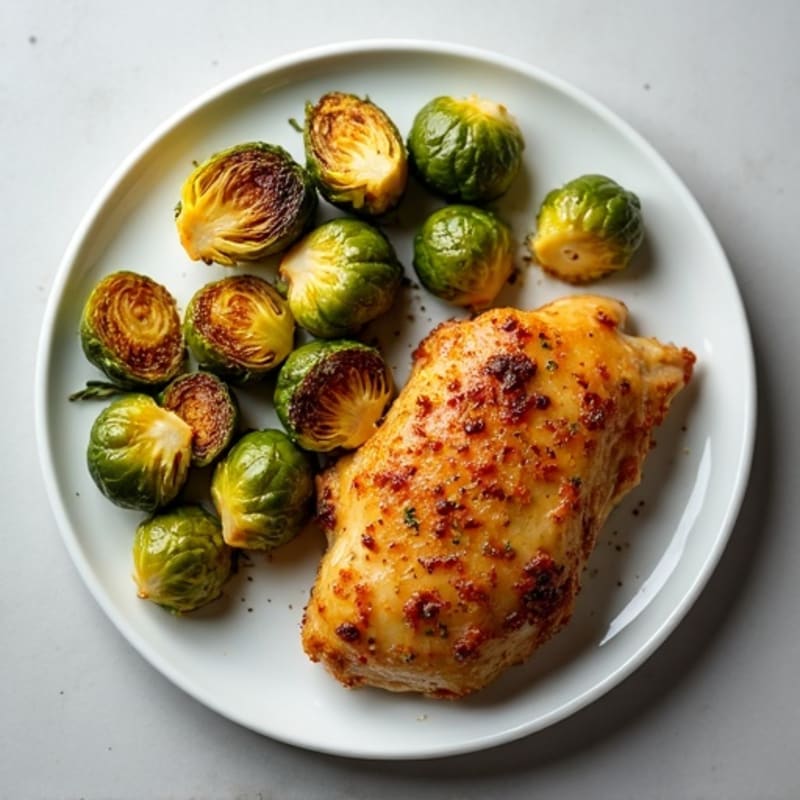 Crispy Lemon Herb Chicken Thighs with Roasted Brussels Sprouts